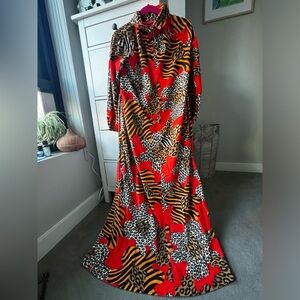 Orange Leopard Print Tie Dress